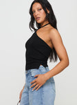 Baseline Halter Rib Top Black