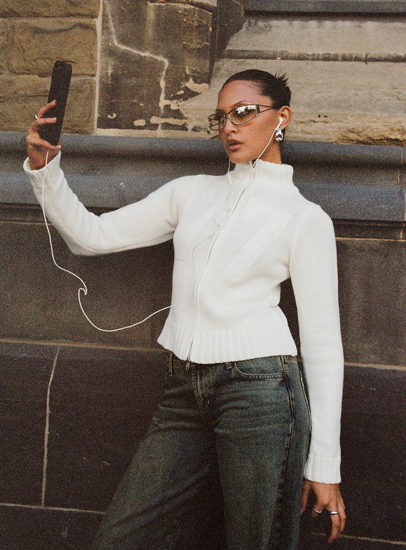 Nylah Zip Up Knit Jacket White | Princess Polly