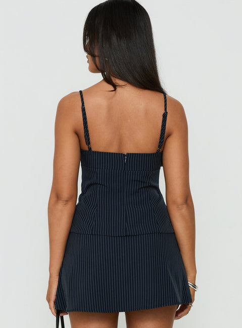 Laeyla Tailored Cami Top Navy Pinstripe