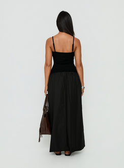 Erroll Drop Waist Knit Maxi Dress Black
