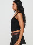 Baseline Square Neck Rib Tank Top Black