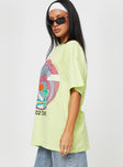 product Princess Polly Half Sleeves Crew Neck  The Beach Boys 1982 Oversized Tee Green