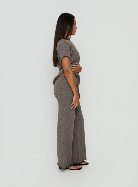 Calisse Knit Wide Leg Pants Mocha