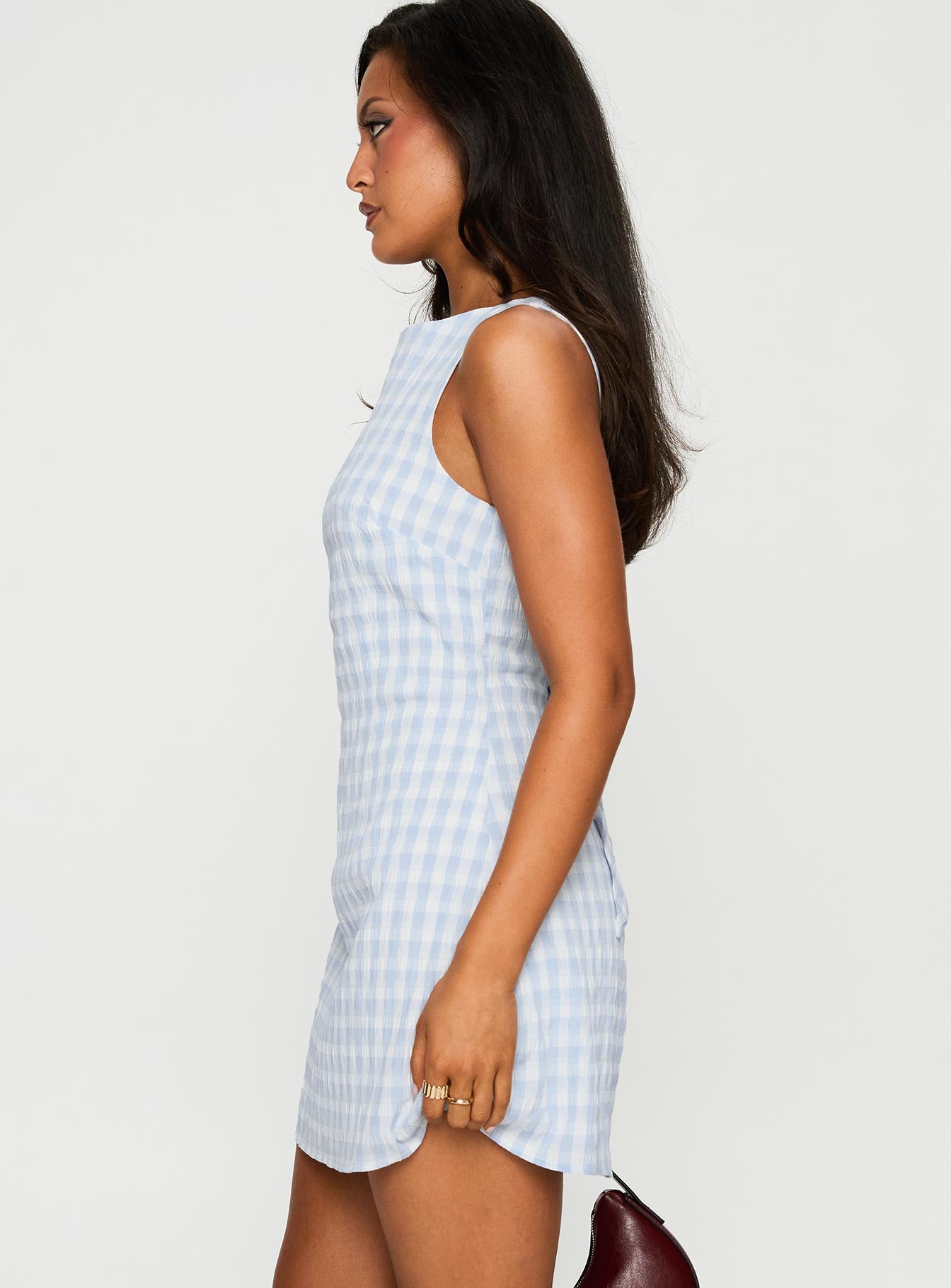 blue check shirt dress Cara Shirt Dress