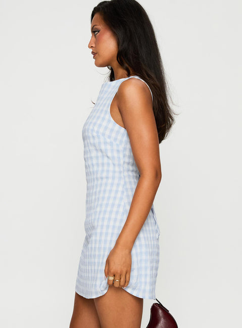 Alfalfa Mini Dress Blue Check | Princess Polly Alfalfa Mini Dress Blue Check | Princess Polly