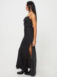 Princess Polly Asymmetric Neckline  Damelio Low Back Maxi Dress Black