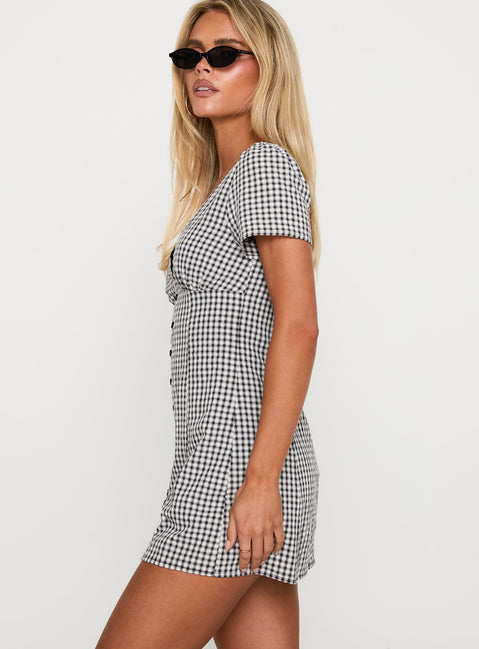 Loveliness Playsuit Black / White Check