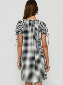 Angelikah Babydoll Mini Dress Black / White Gingham
