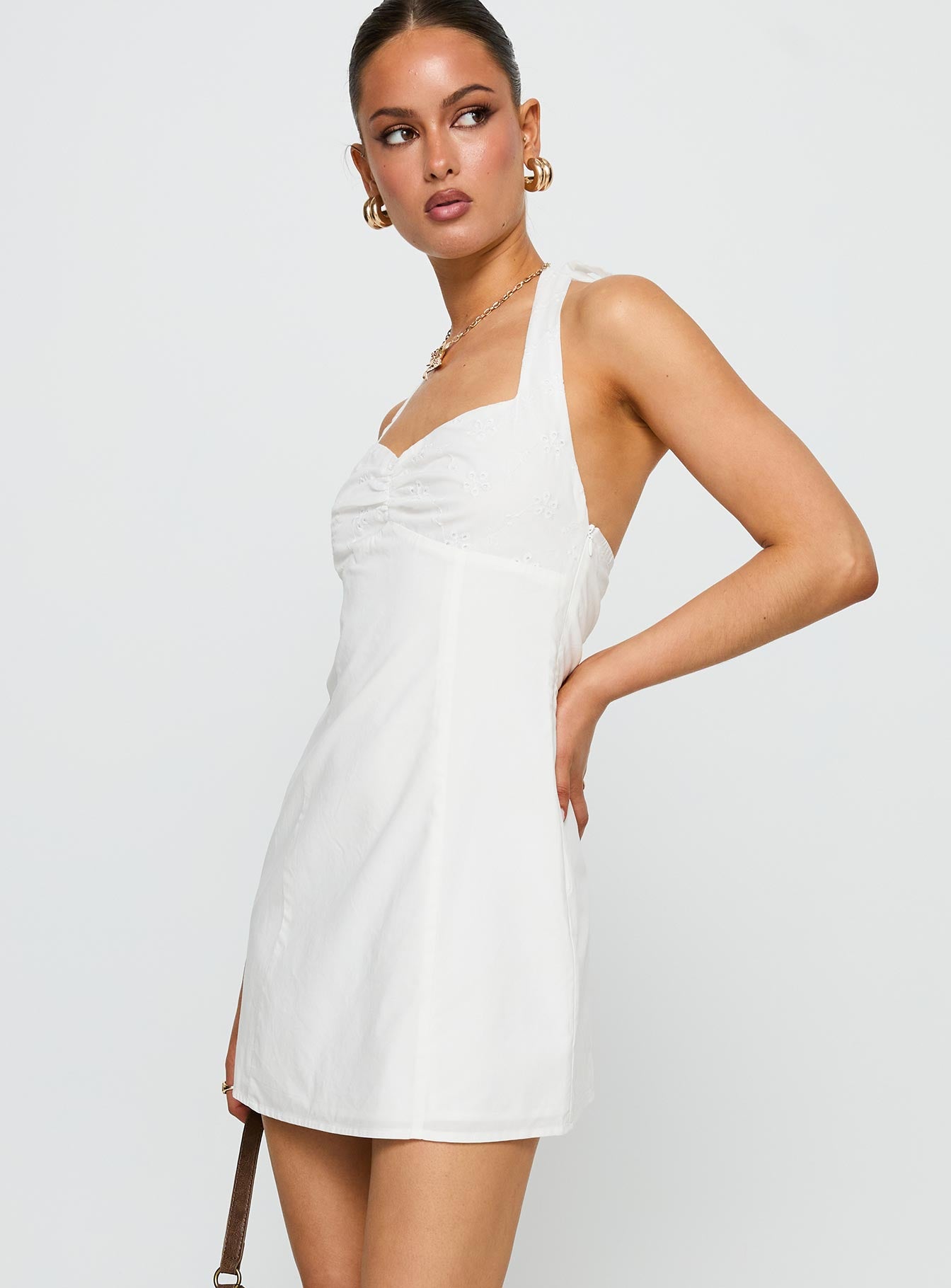 Journey On Halter Mini Dress White | Princess Polly Journey On Halter Mini Dress White | Princess Polly