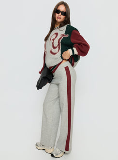 Brandyce Graphic Knit Jacket Grey / Red