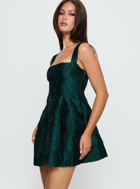 Eloquent Mini Dress | Forest Green | Womens