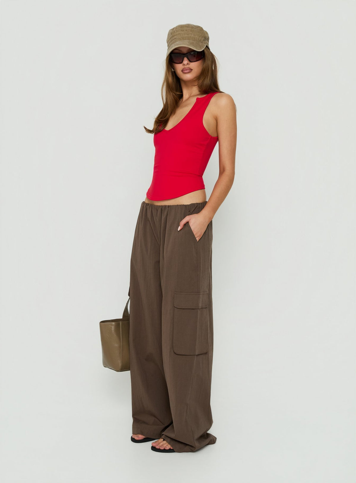 Lunea Concealed Waistband Cargo Pants Brown Petite