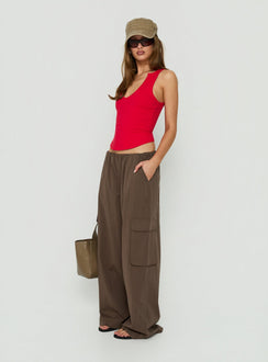 Lunea Concealed Waistband Cargo Pants Brown Petite