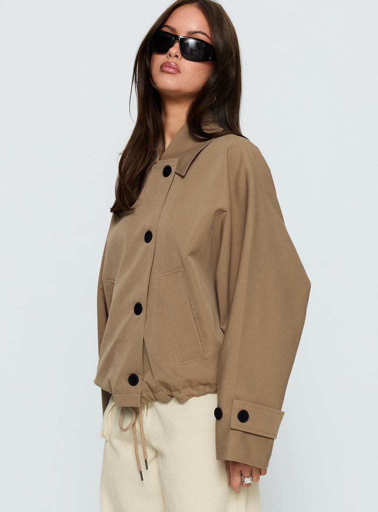 Sandria Cropped Trench Coat Beige | Princess Polly