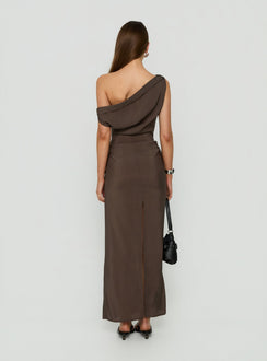 Sweetheart Off Shoulder Maxi Dress Chocolate