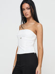 Flounce Strapless Top White