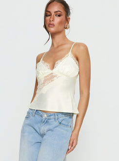 Annamari Lace Satin Cami Top Cream