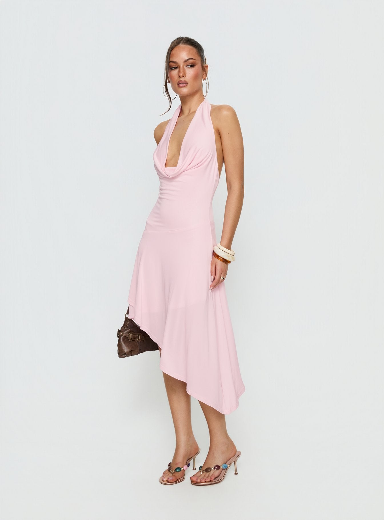 Yesina Halter Jersey Midi Dress | Pink | Womens | Princess Polly Yesina Halter Jersey Midi Dress | Pink | Womens | Princess Polly