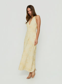 Luisella Halter Midi Dress Yellow Floral