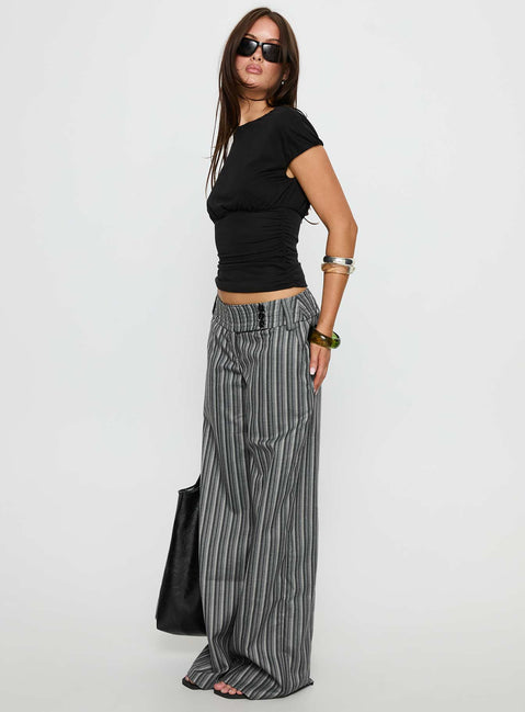 Cedars Low Rise Pant Grey Stripe Petite