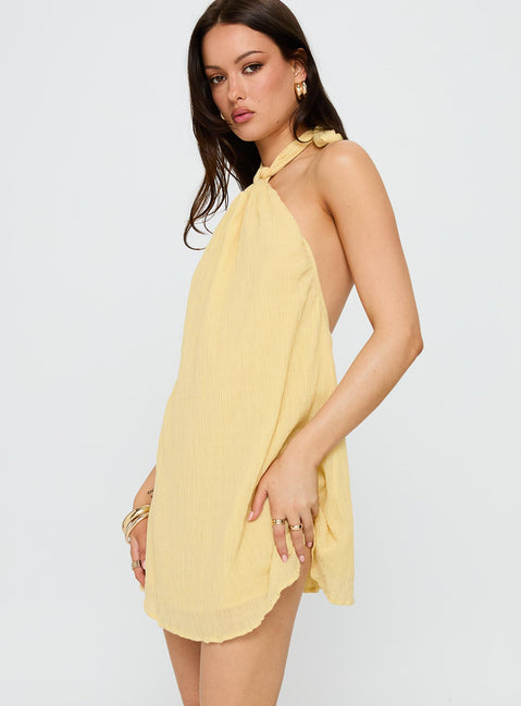 Kaiko Halter Mini Dress Yellow | Princess Polly Kaiko Halter Mini Dress Yellow | Princess Polly