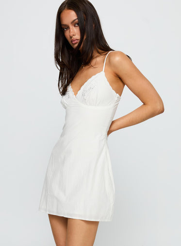 Aruba Embroidered Mini Dress White