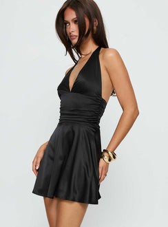 Odelina Halter Mini Dress Black