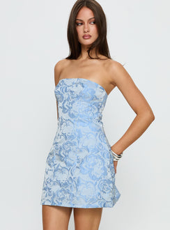 Cross Your Heart Strapless Mini Dress Baby Blue