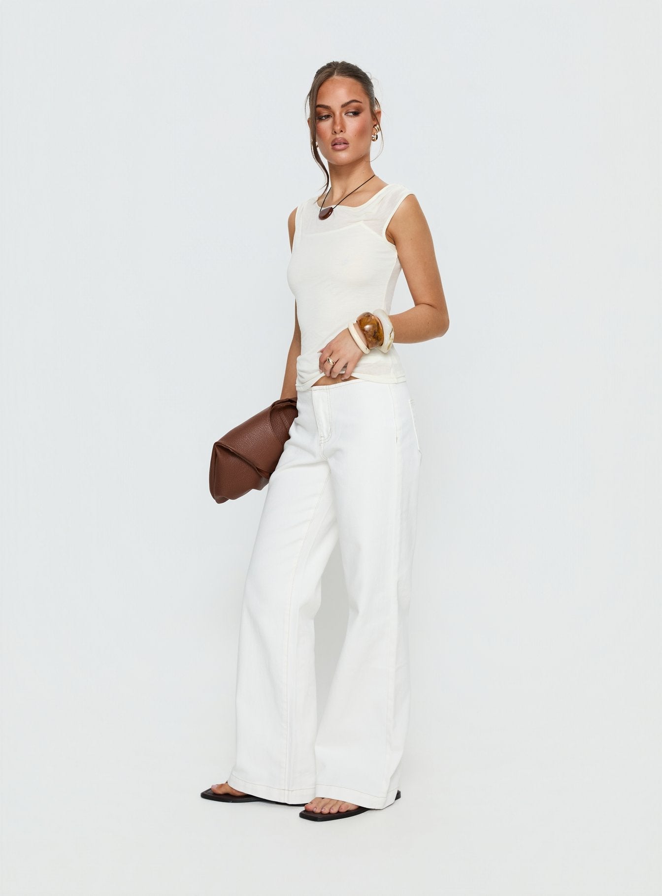 Buenos No Waist Low Rise Straight Leg Jeans White Petite