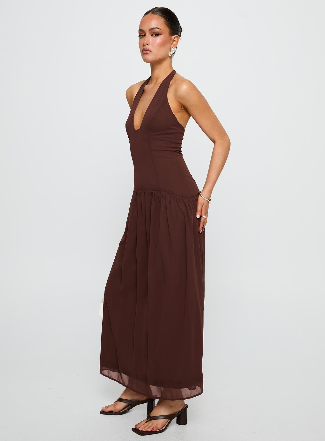 Chestnut Drop Waist Maxi Dress | Brown | Womens | Princess Polly Chestnut Drop Waist Maxi Dress | Brown | Womens | Princess Polly
