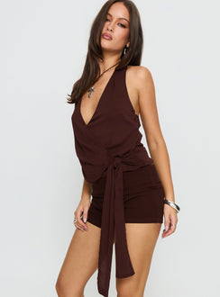 Baseline Low Rise Rib Shorts Chocolate
