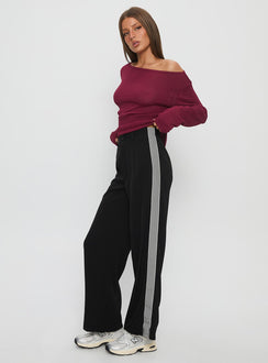 front view of model wearing Princess Polly Fusion Tailored Track Pant Black High Rise Pants 