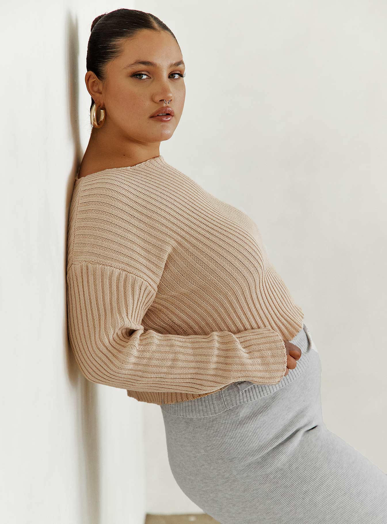 Alivia cropped sweater beige curve