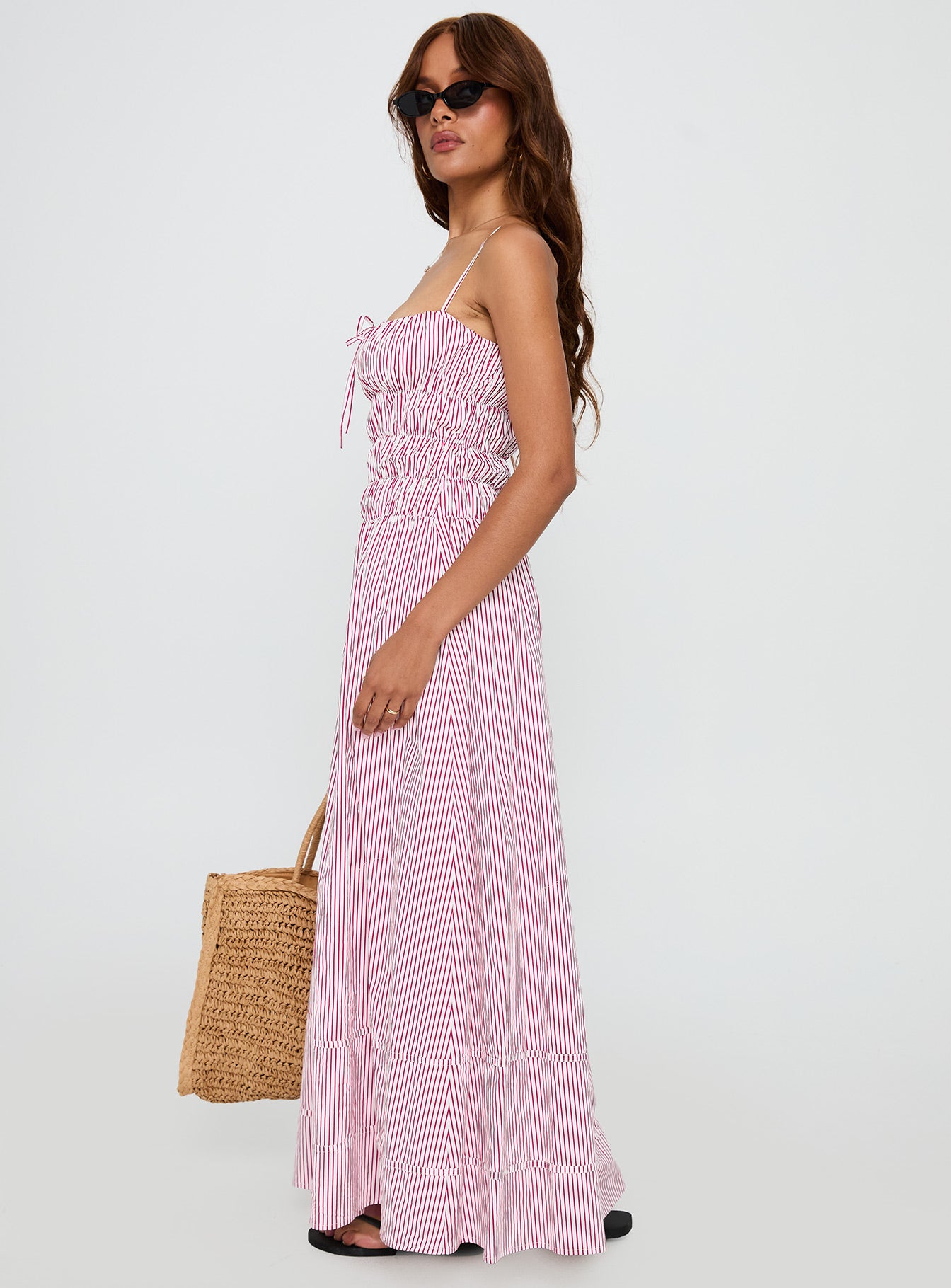Loralei Shirred Maxi Dress | Red Stripe | Womens | Princess Polly Loralei Shirred Maxi Dress | Red Stripe | Womens | Princess Polly
