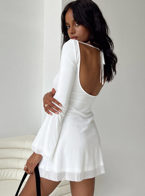 Princess Polly Women's Lukea Long Sleeve Minidress - White - Mini Dresses Princess Polly Women's Lukea Long Sleeve Minidress - White - Mini Dresses