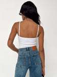 back view of model wearing Princess Polly Cressa Bodysuit White Sleeveless Scoop Neck 