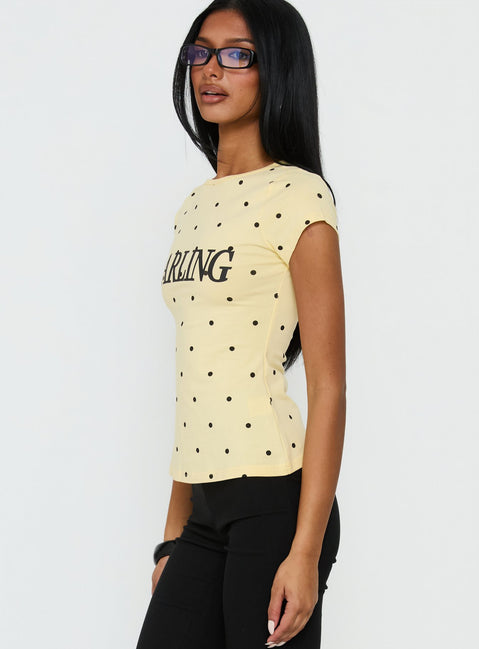 Darling Girl Graphic Top Yellow Polka Dot