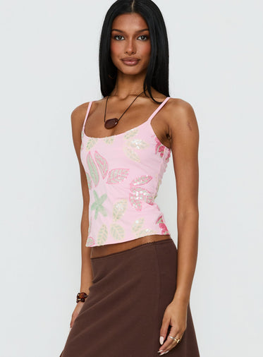 Pink Floral Tops