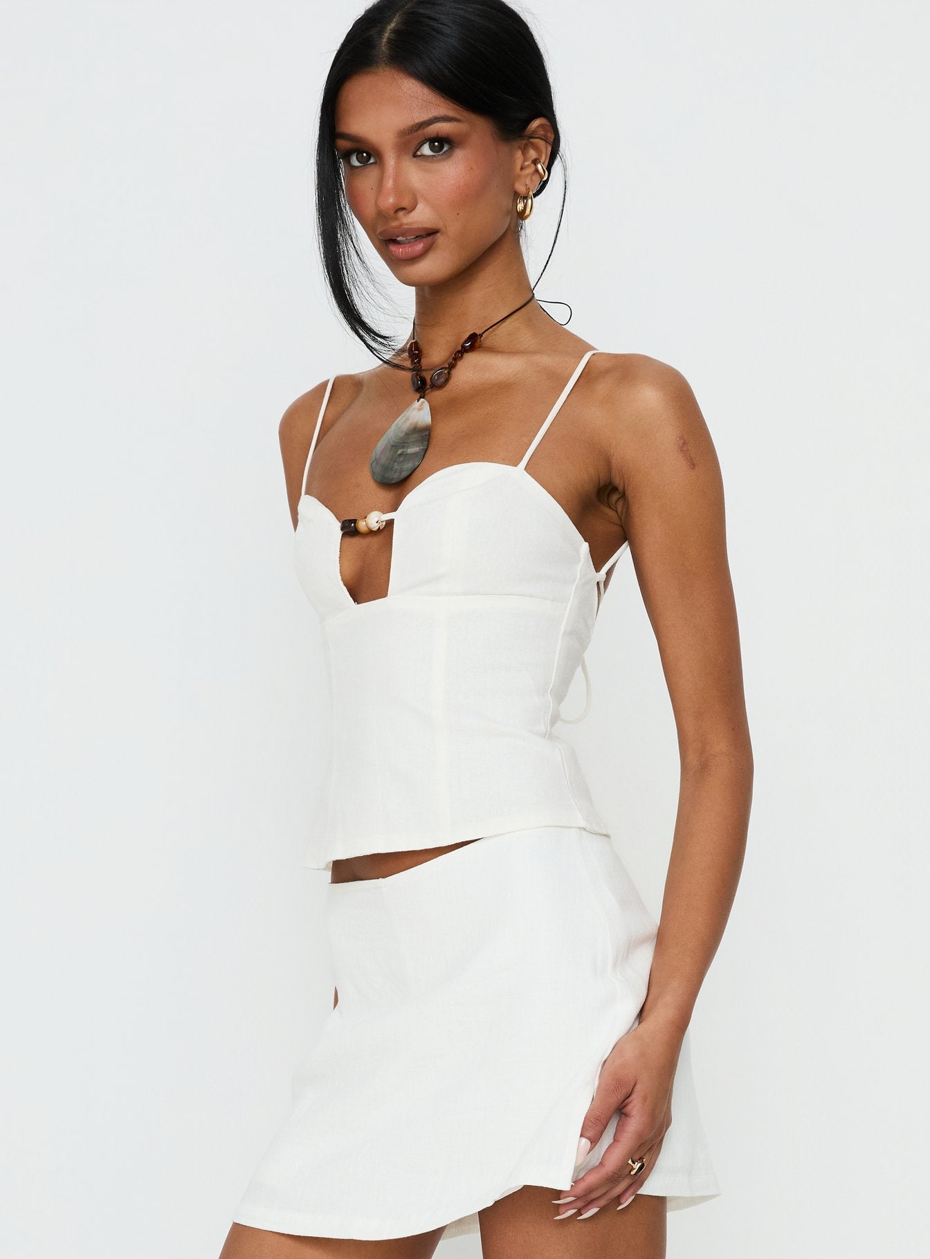 Karessa Beaded Top White | Princess Polly