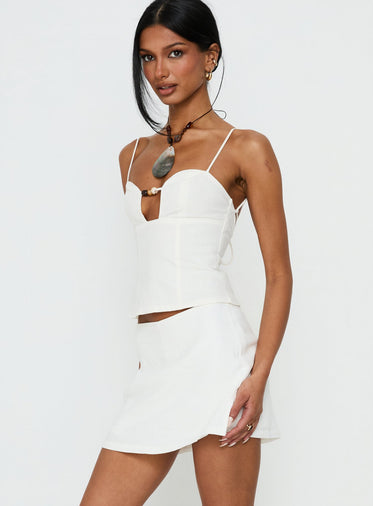 chinese dress ladies Spritz Skirt | Hand Printed White Linen Skirt main image 1