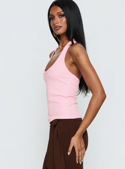 Baseline Scoop Halter Rib Tank Pink