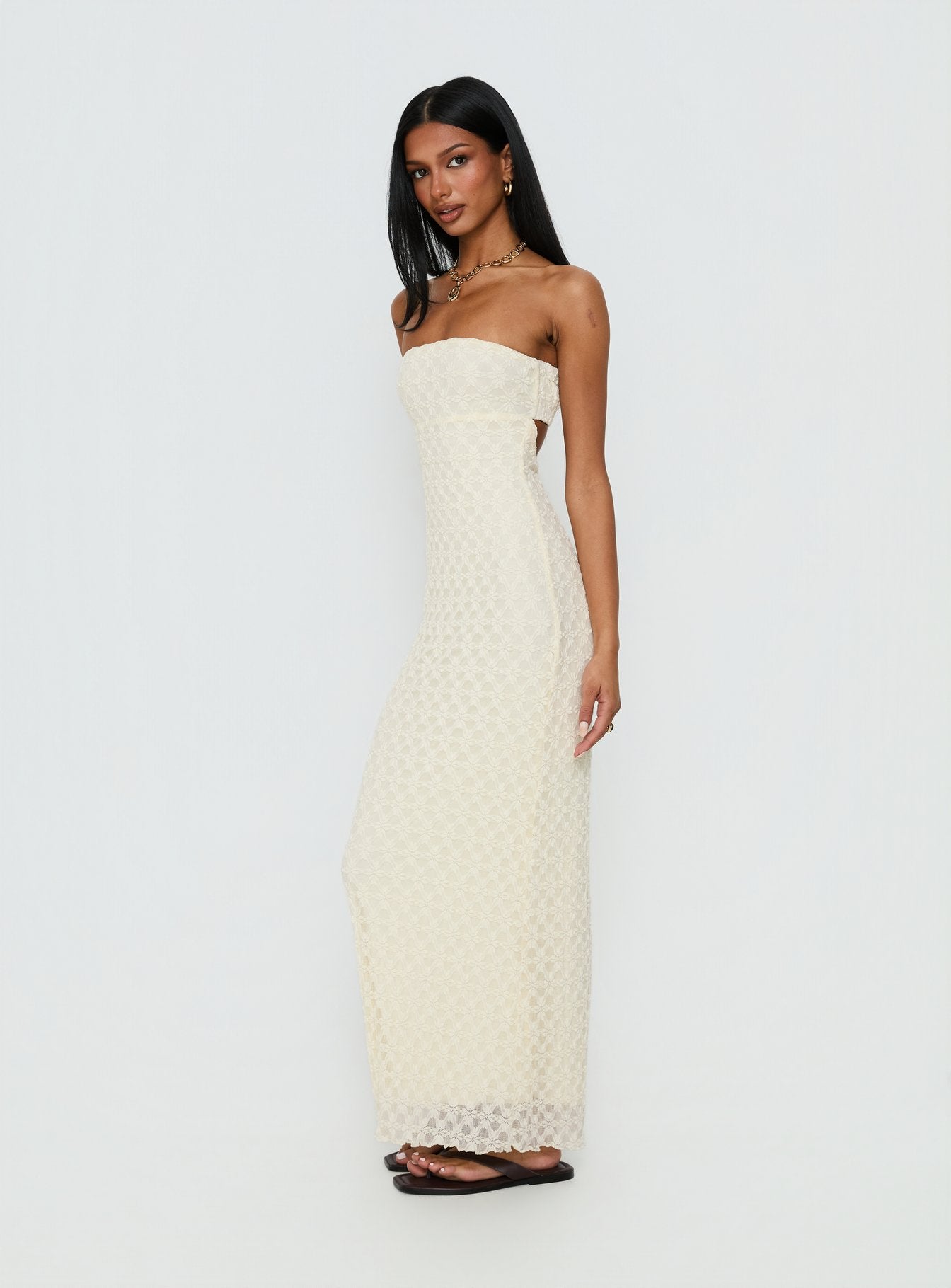 Aryela Strapless Textured Maxi Dress Beige | Princess Polly Aryela Strapless Textured Maxi Dress Beige | Princess Polly