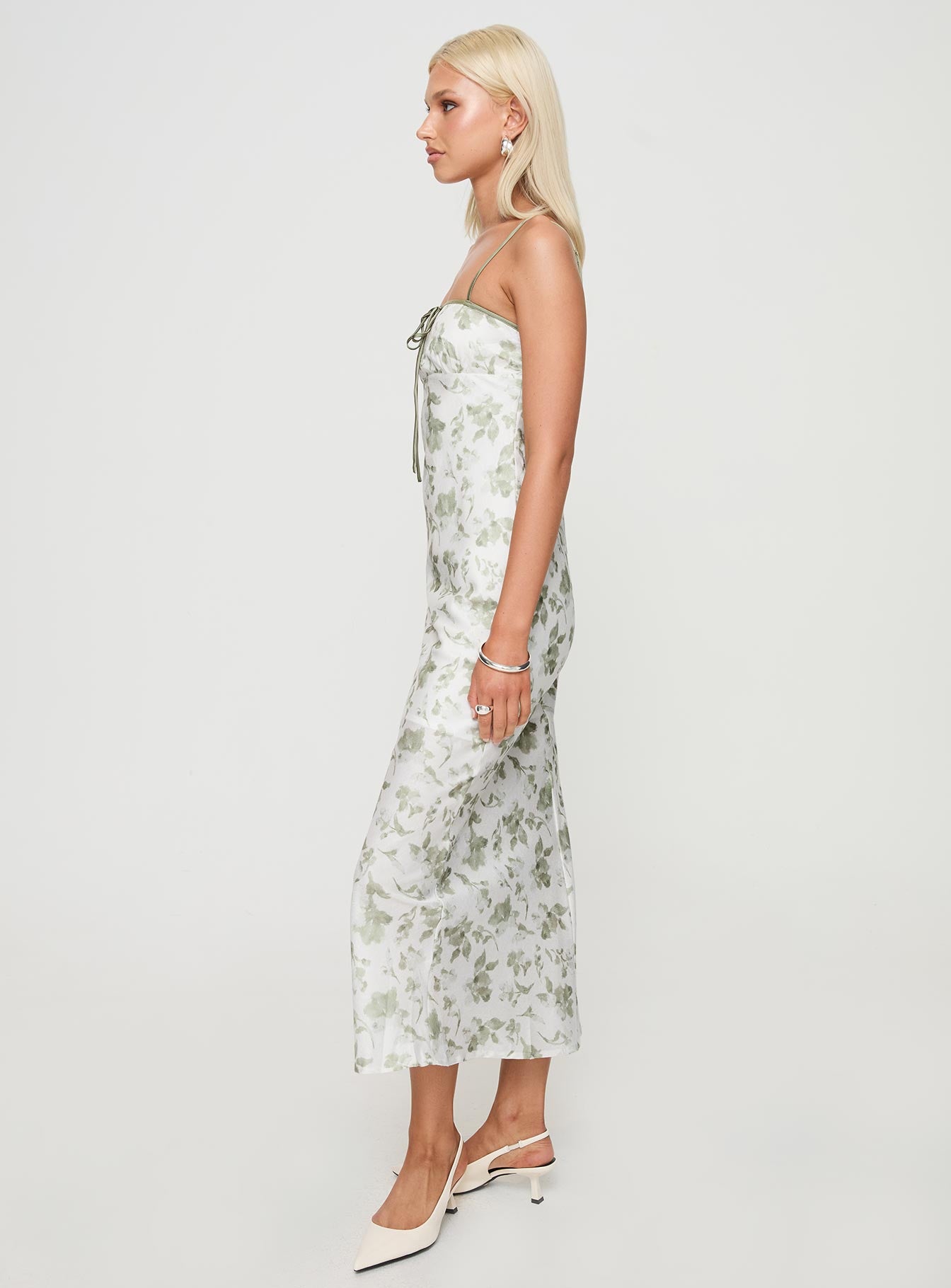 Vasiliki Maxi Dress White / Green Floral | Princess Polly Vasiliki Maxi Dress White / Green Floral | Princess Polly