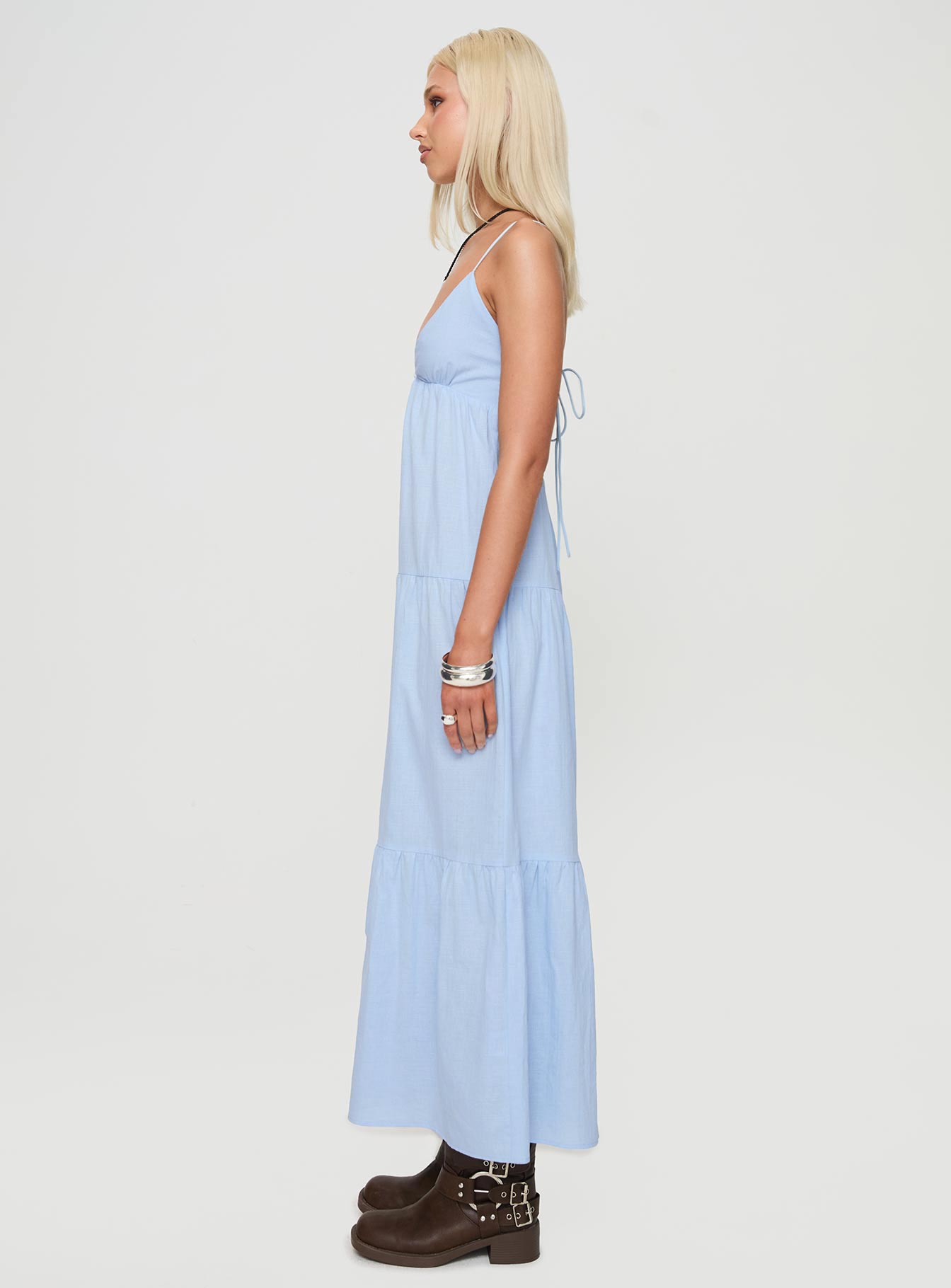Princess Polly Women's Chelsea Tiered Maxi Dress - Blue - Maxi dresses Princess Polly Women's Chelsea Tiered Maxi Dress - Blue - Maxi dresses