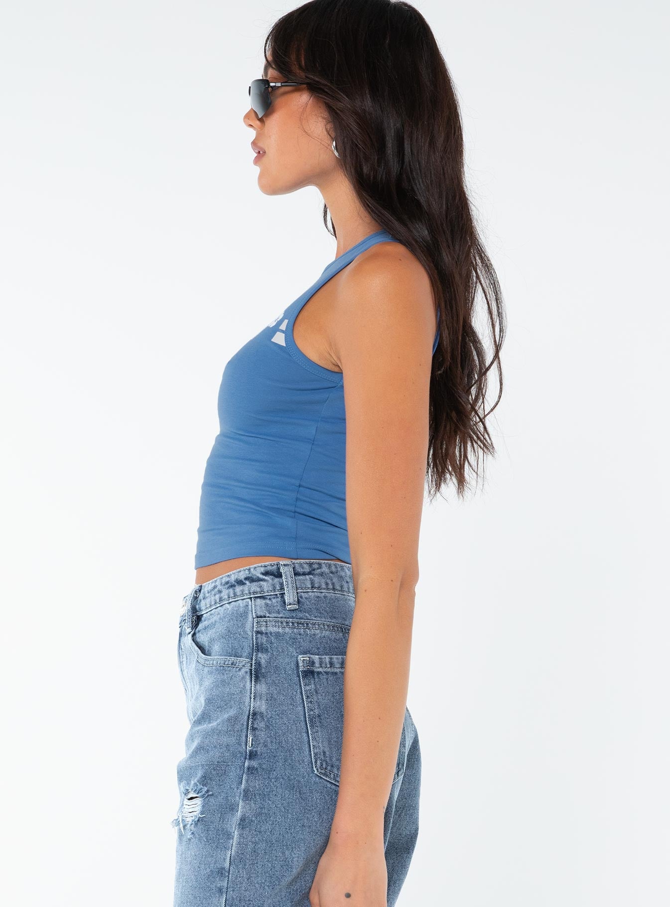 product Princess Polly Sleeveless Square Neck  87 Racer Tank Blue