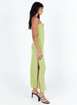 Strapless maxi dress Inner silicone strip at bust Pleated detail at bust Invisible zip fastening at side Split hem at side