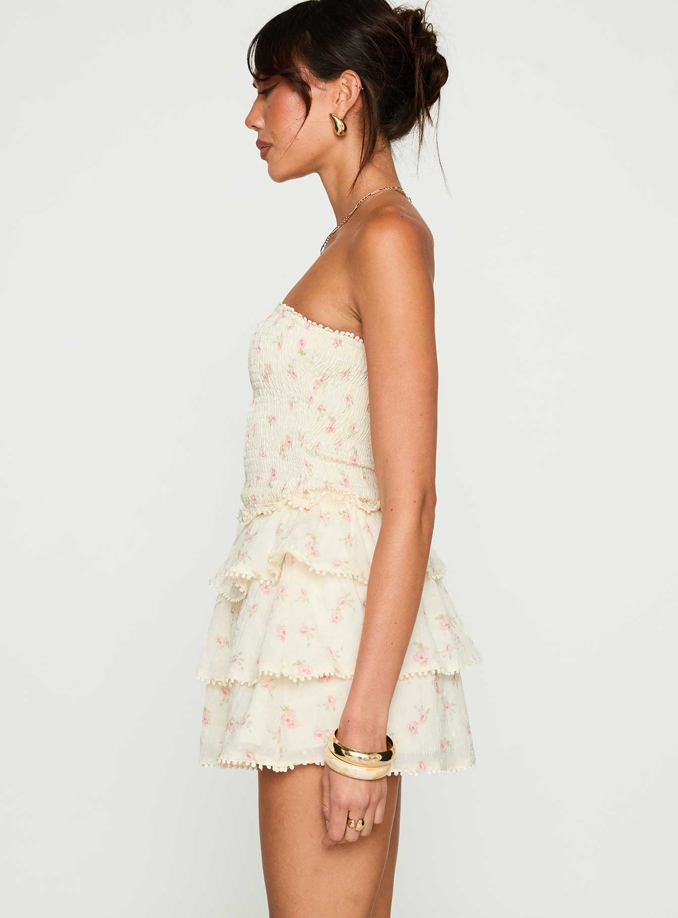 princess polly blissful mini dress Sunkiss Frill Mini Strapless Dress White | Blue | White | Blue | Womens
