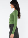 Long sleeve top, crewneck, slim fitting Good stretch, unlined 