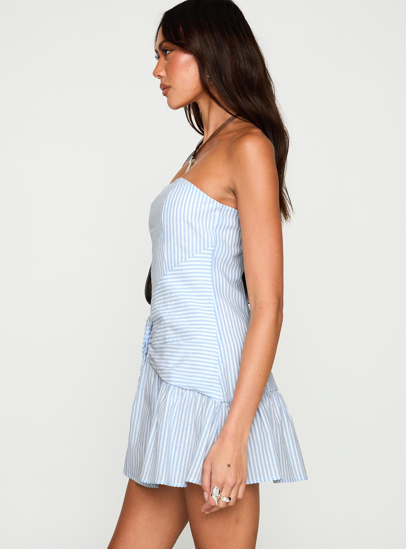Archetype Strapless Mini Dress | Blue Stripe | Womens | Princess Polly Archetype Strapless Mini Dress | Blue Stripe | Womens | Princess Polly