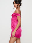 Princess Polly Plunger  Rava Off The Shoulder Mini Dress Hot Pink